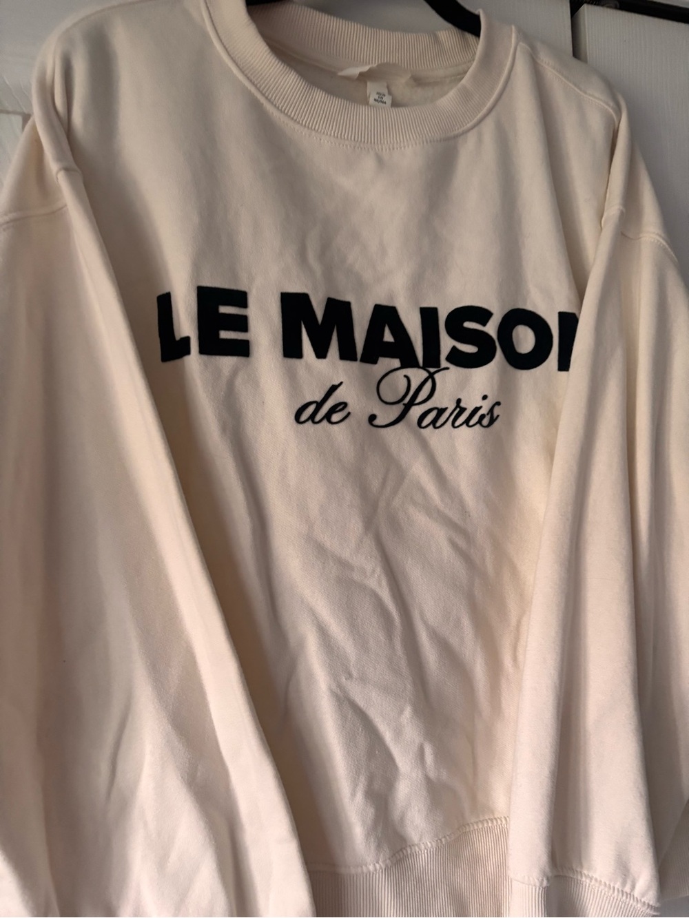 H&M Light Cream Ribbed-Neck Sweatshirt - Picture 2 of 6